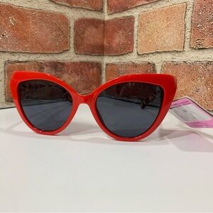 Betsey Johnson Red with Leopard Sunglasses